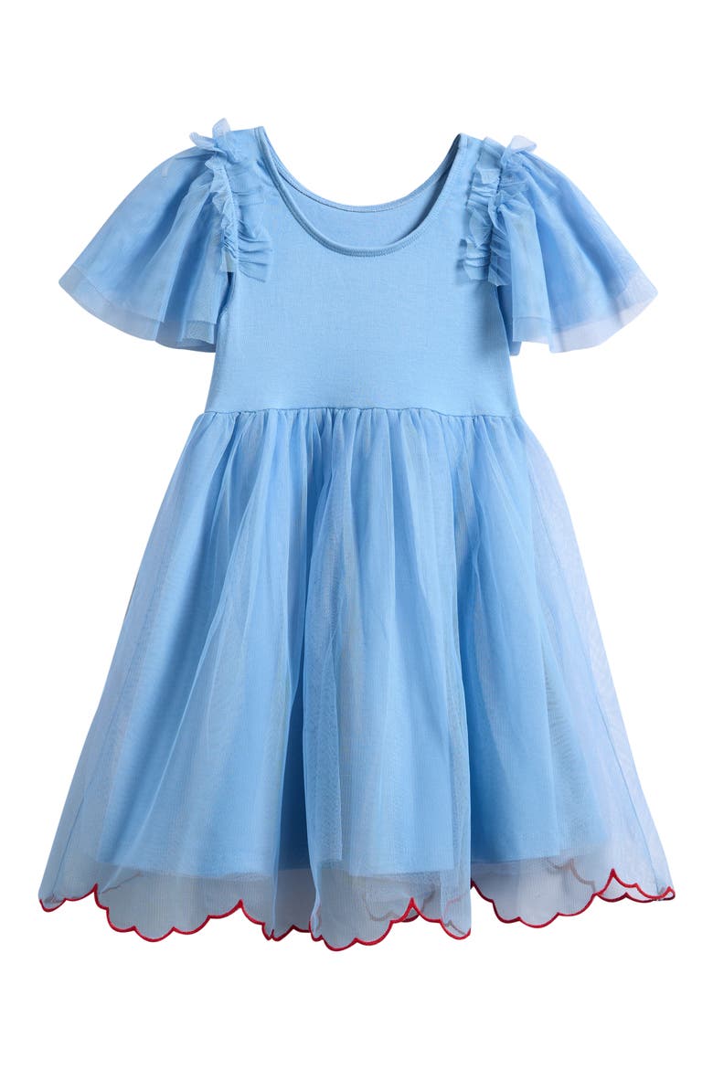 Short Sleeve Tulle Dress, Alternate, color, BLUE HEARTS