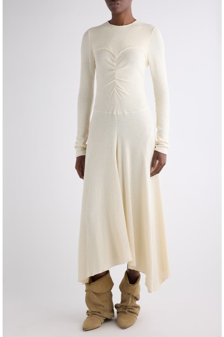 Flora Long Sleeve Asymmetric Dress, Alternate, color, ECRU
