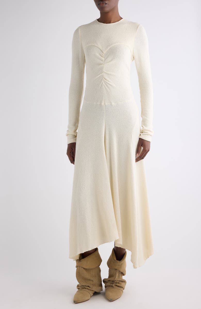 Isabel Marant Flora Long Sleeve Asymmetric Dress, Alternate, color, Ecru