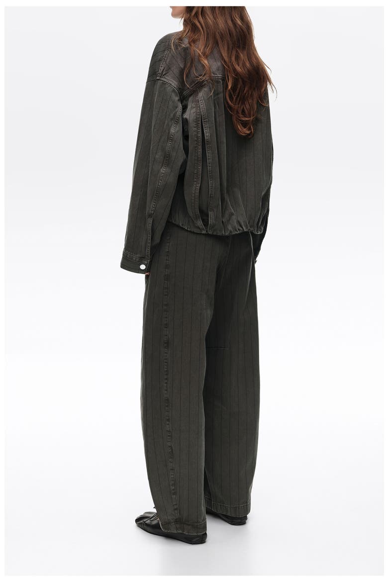 Striped Oversize Denim Jacket, Alternate, color, WASHED BROWN