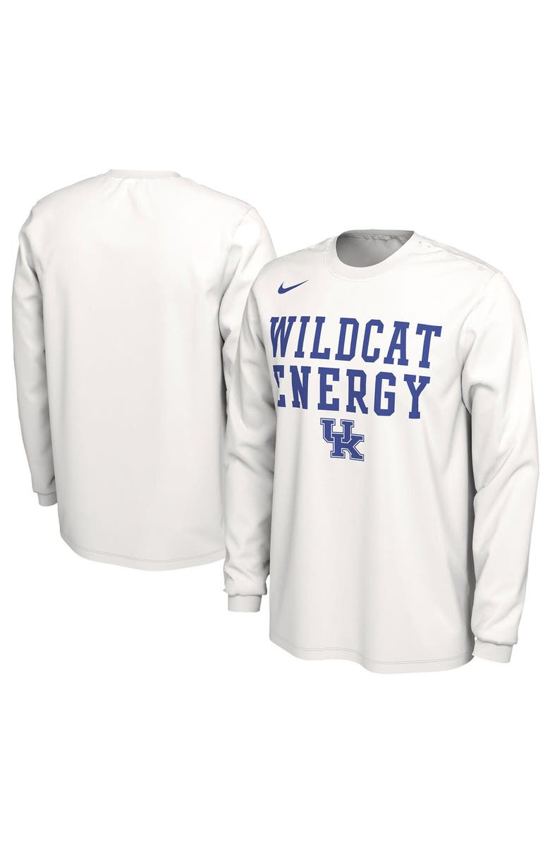 Nike Unisex Nike  White Kentucky Wildcats 2024 On-Court Bench Energy Long Sleeve T-Shirt, Alternate, color, 