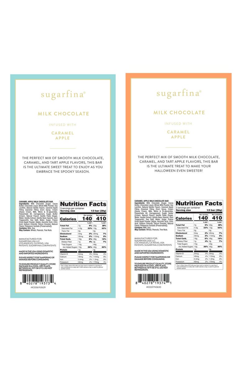 sugarfina Fall Set of 4 Caramel Apple Milk Chocolate Bars, Alternate, color,