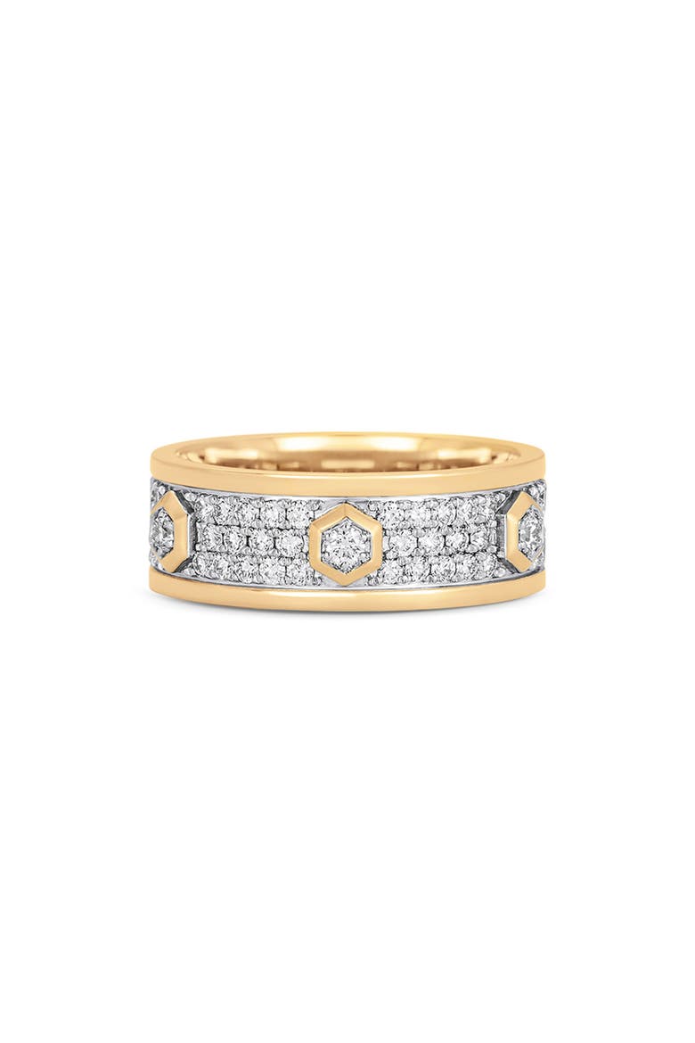 Honey Comb Hexagon Pavé Diamond Ring, Main, color, YELLOW GOLD