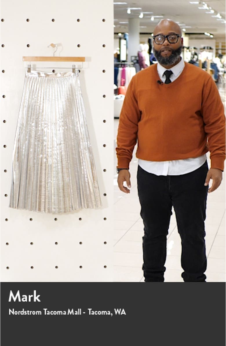 Metallic Pleated Midi Skirt, sales video thumbnail