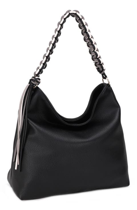 Bree Braided Handle Large Faux Leather Hobo