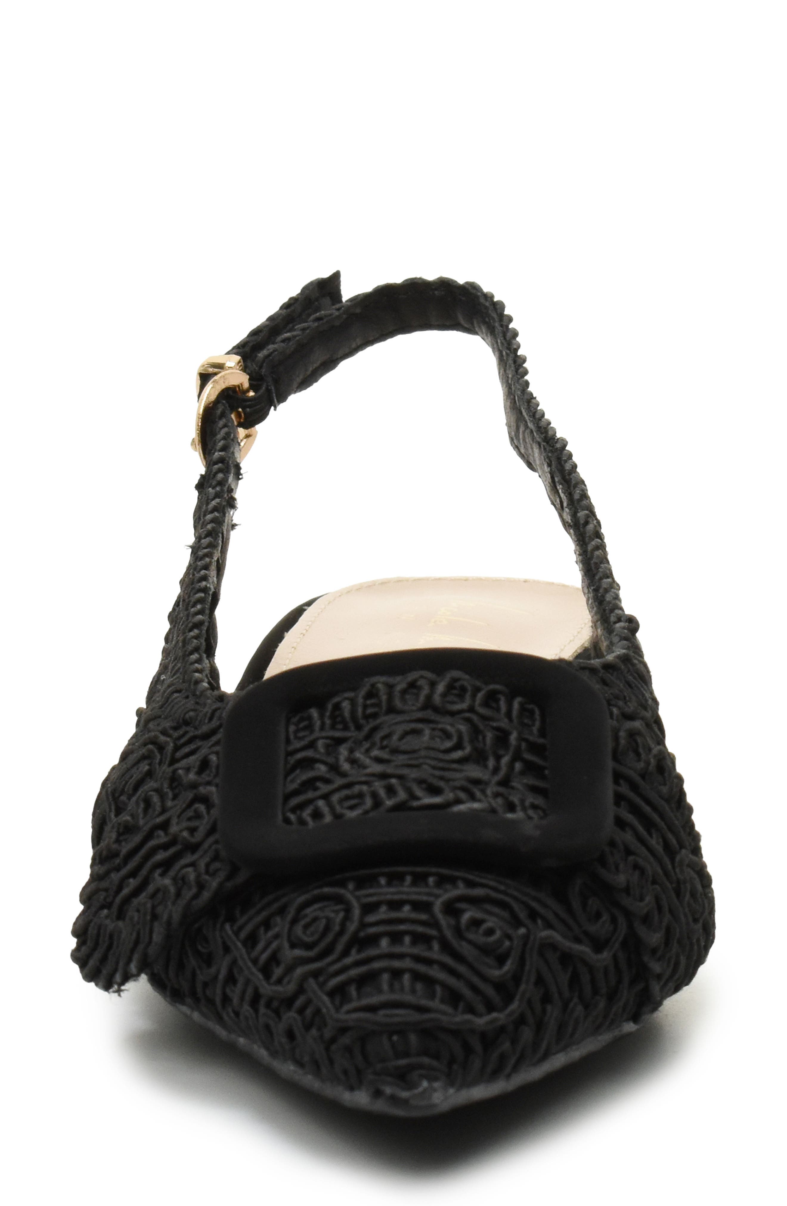 Nicole Miller Embroidered Slingback Flat, Alternate, color, Black