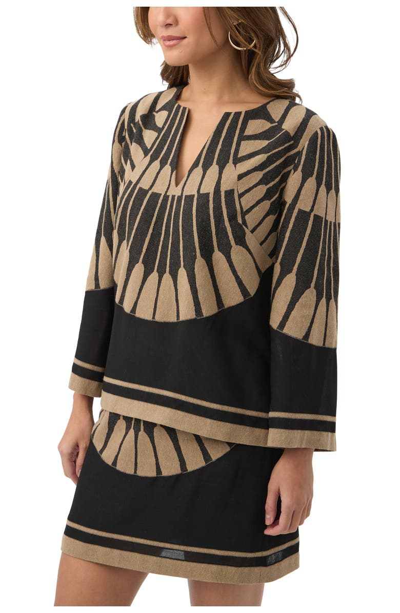 Trina Turk Amy Fil Coupe Top, Alternate, color, Black/Camel