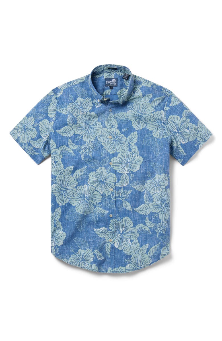 Reyn Spooner Aloha Biscus Floral Cotton Blend Button-Down Shirt, Main, color, 