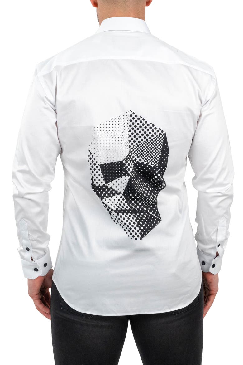 Fibonacci Skullpoints Contemporary Fit Button-Up Shirt, Alternate, color, WHITE