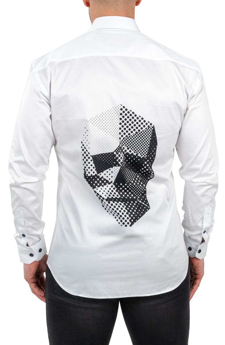 Maceoo Fibonacci Skullpoints Contemporary Fit Button-Up Shirt, Alternate, color, White