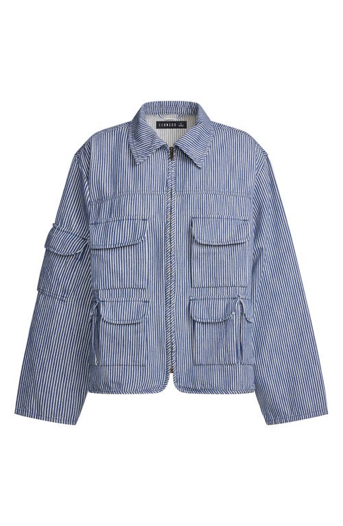 Lioness Renacida Pocket Jacket In Denim Stripe