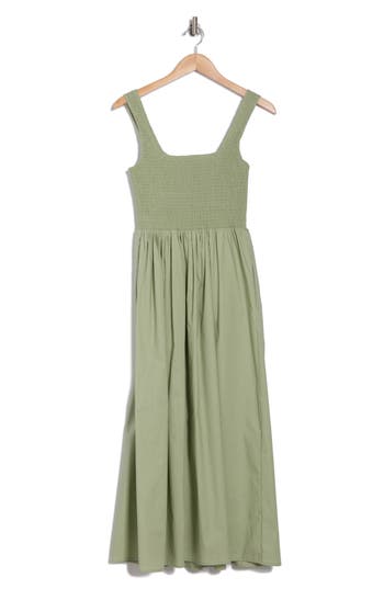Wayf Smocked Fit & Flare Sundress In Light Green