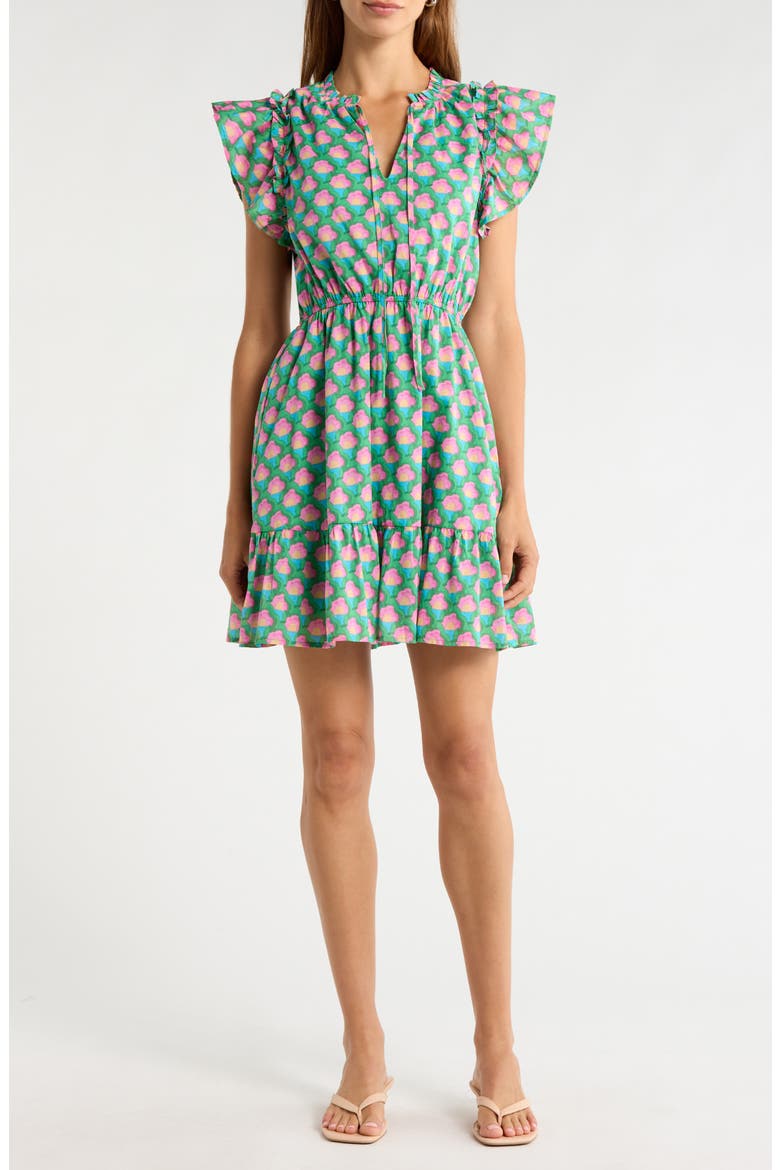 Veran Floral Minidress, Main, color, GRN-PINK-MUL