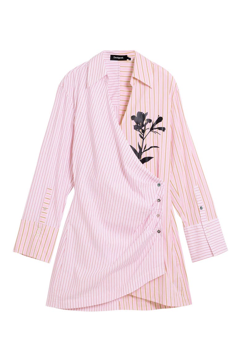 Long Sleeve Stripe Poplin Shirtdress, Alternate, color, PINK