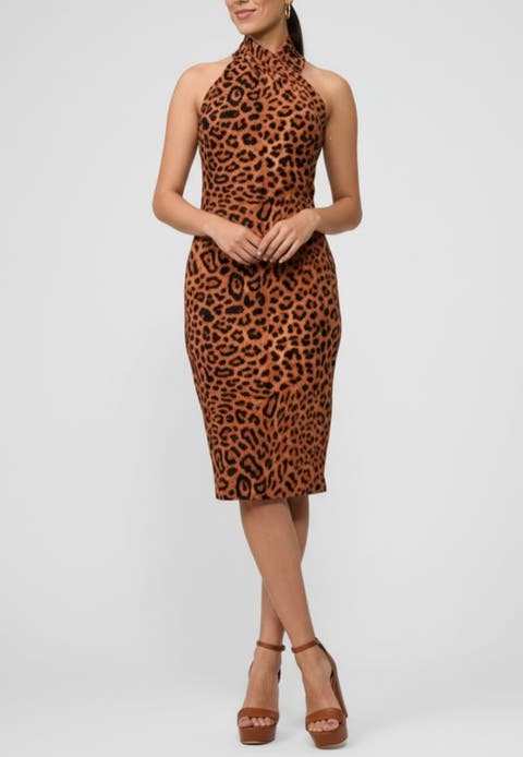 Harland Crossover Halter Midi Dress