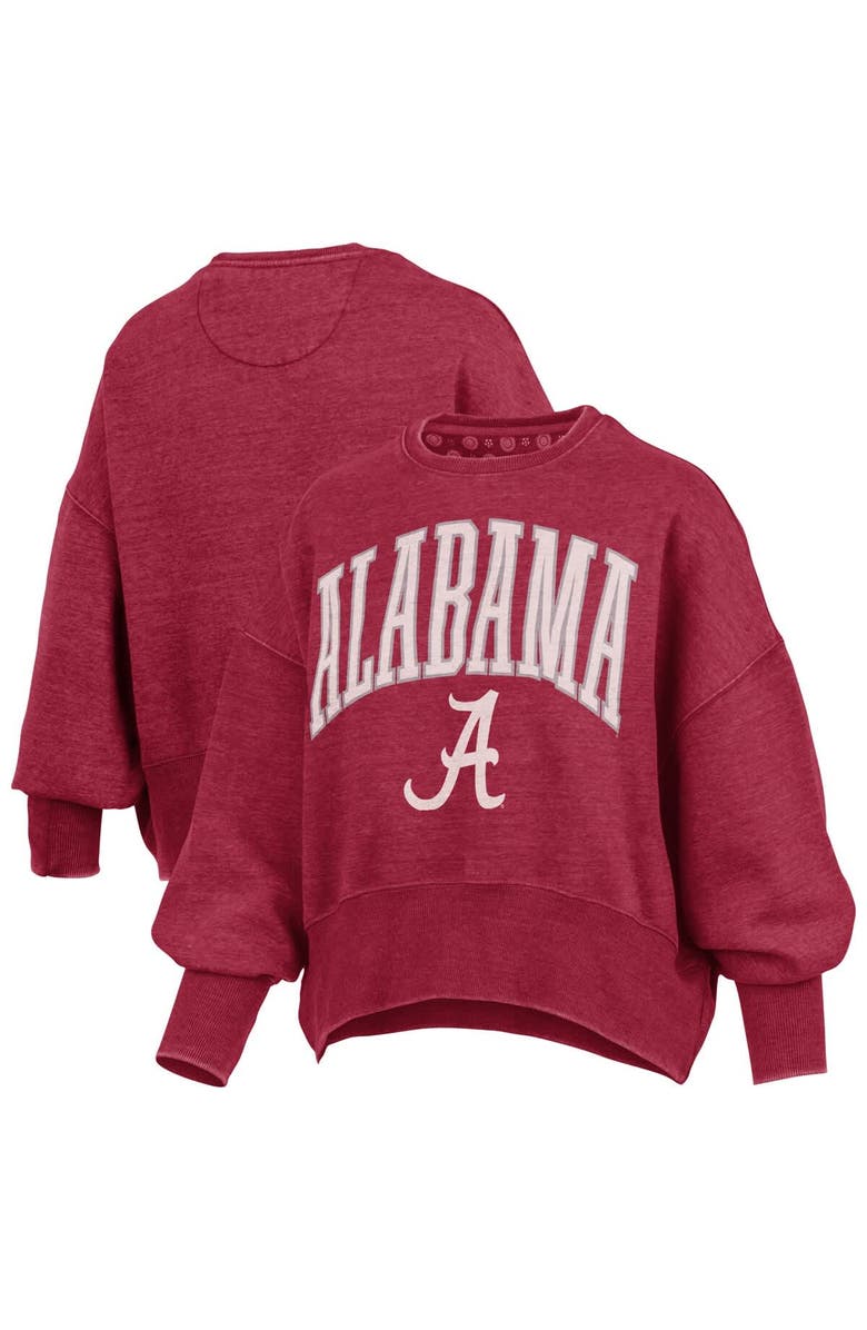 PRESSBOX Women's Pressbox Crimson Alabama Crimson Tide Oversized Waist-Length Crewneck Sweatshirt, Main, color, 