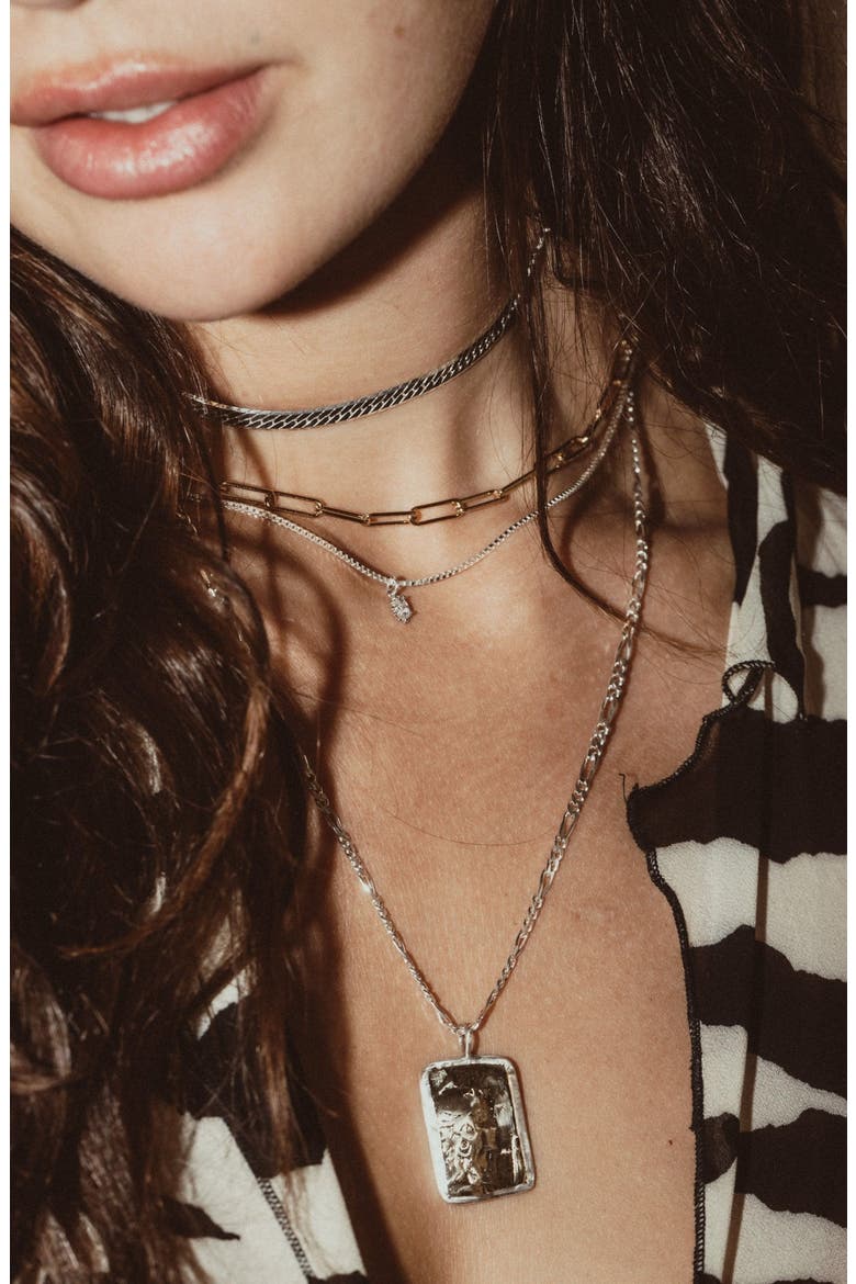 Shu Deity Pendant Necklace, Alternate, color, SILVER