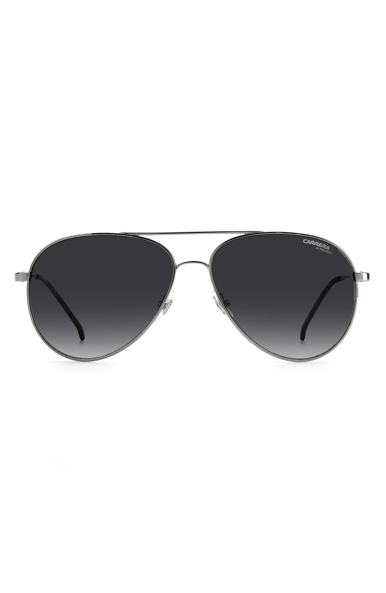 Carrera Eyewear 58mm Aviator Sunglasses, Main, color, Ruthenium / Grey Shaded