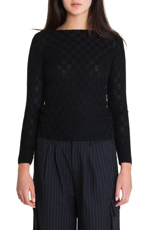 Find Me Now Melody Sheer Circle Long Sleeve Top In Black