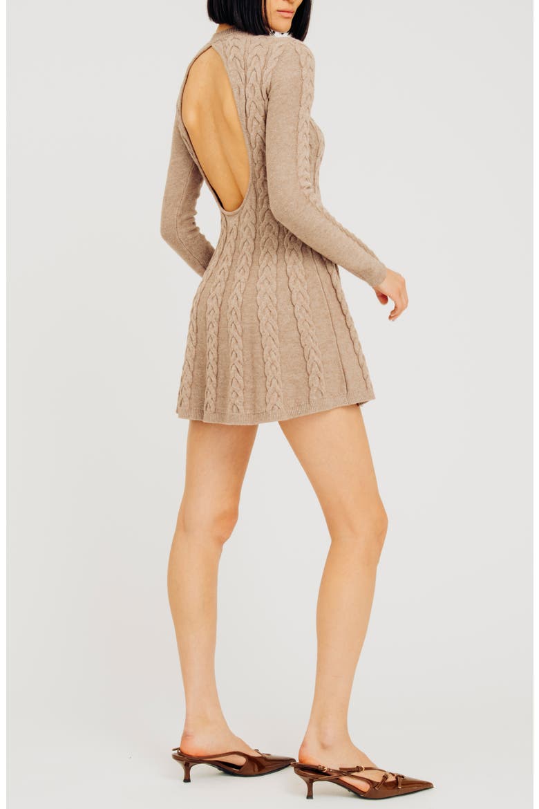 Elio Cable Stitch Long Sleeve Sweater Dress, Alternate, color, CEDAR