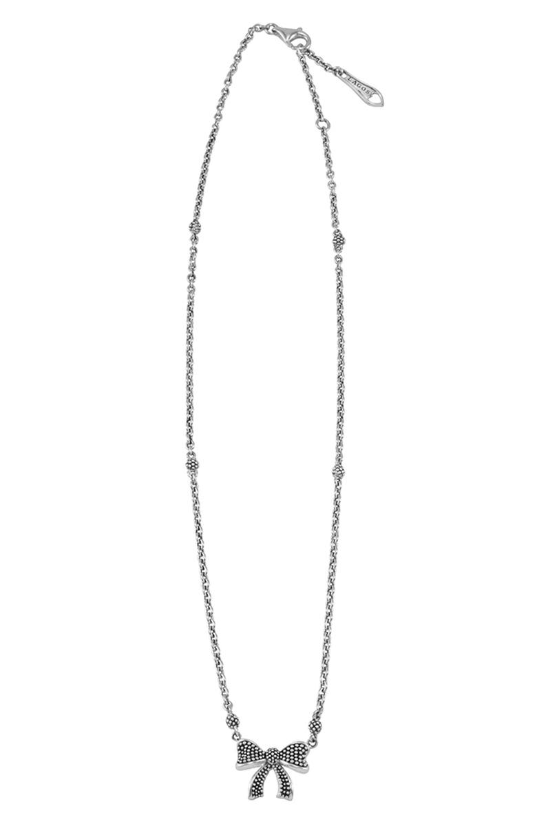 LAGOS Kinder Caviar Bow Necklace, Alternate, color,
