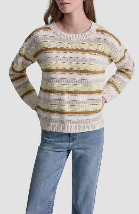 DKNY Jeans Stripe Cotton Pointelle Sweater