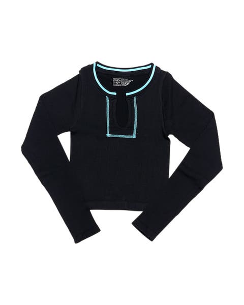 Ribbed seamless top with contrast stitching - Big Kid