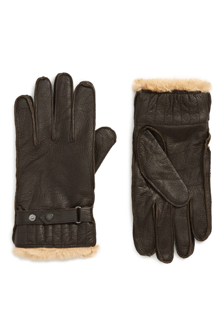 Leather Gloves, Main, color, BROWN