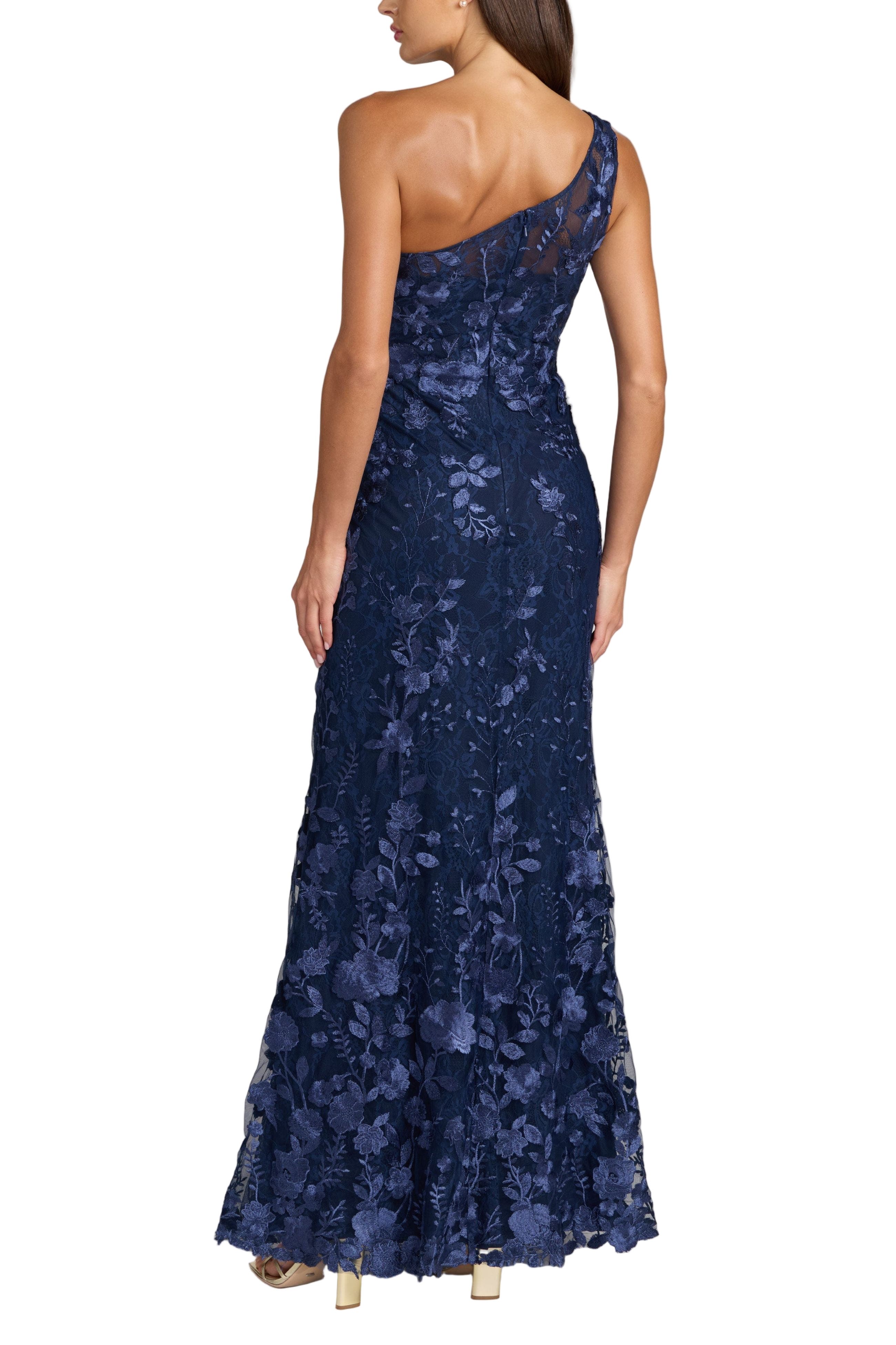 One Shoulder Lace Embroidered Gown - image 4