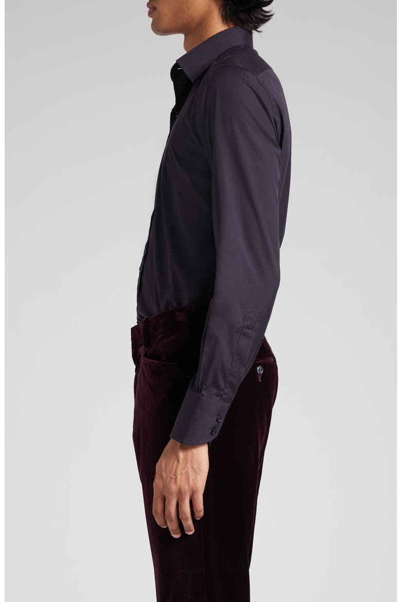 Slim Fit Cotton Poplin Button-Up Shirt, Alternate, color, BLACK