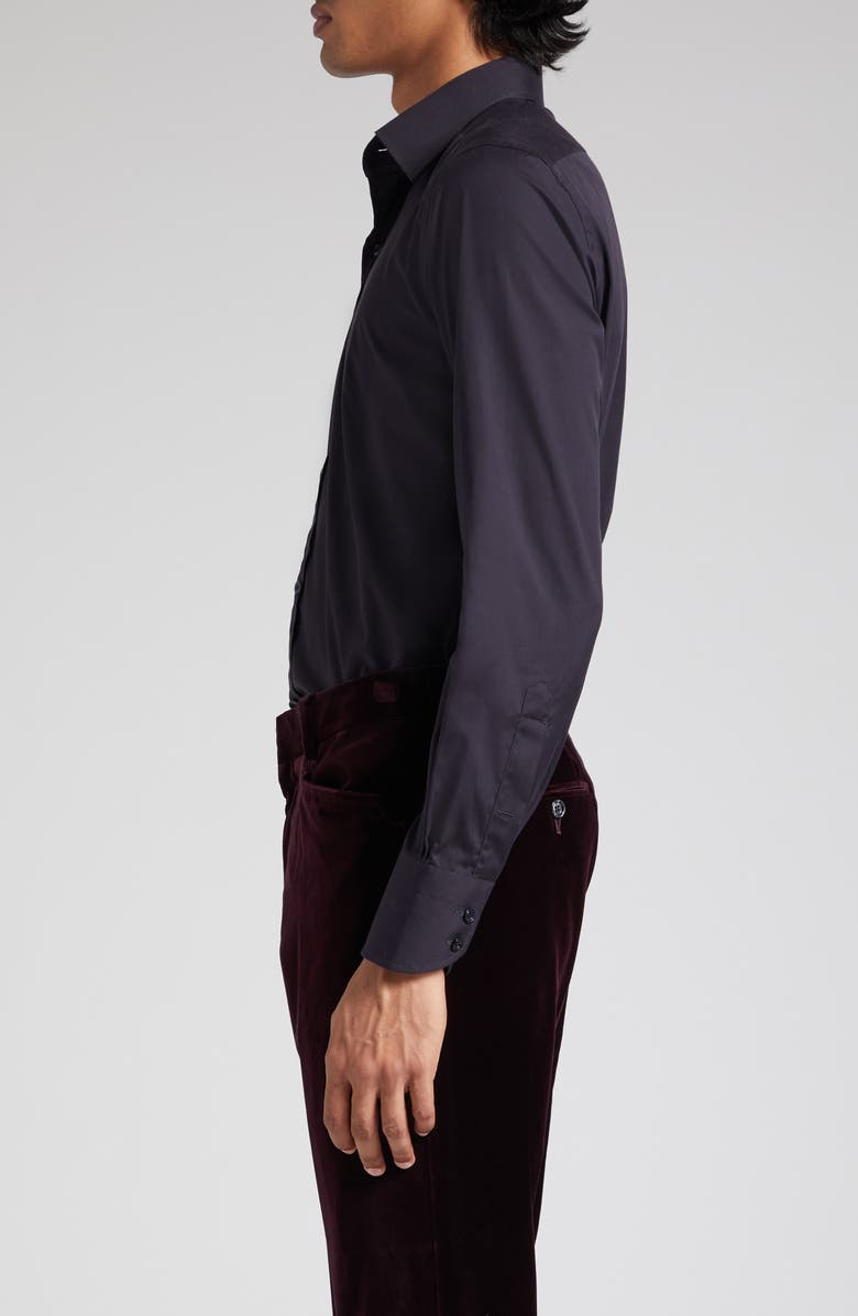 TOM FORD Slim Fit Cotton Poplin Button-Up Shirt, Alternate, color, Black