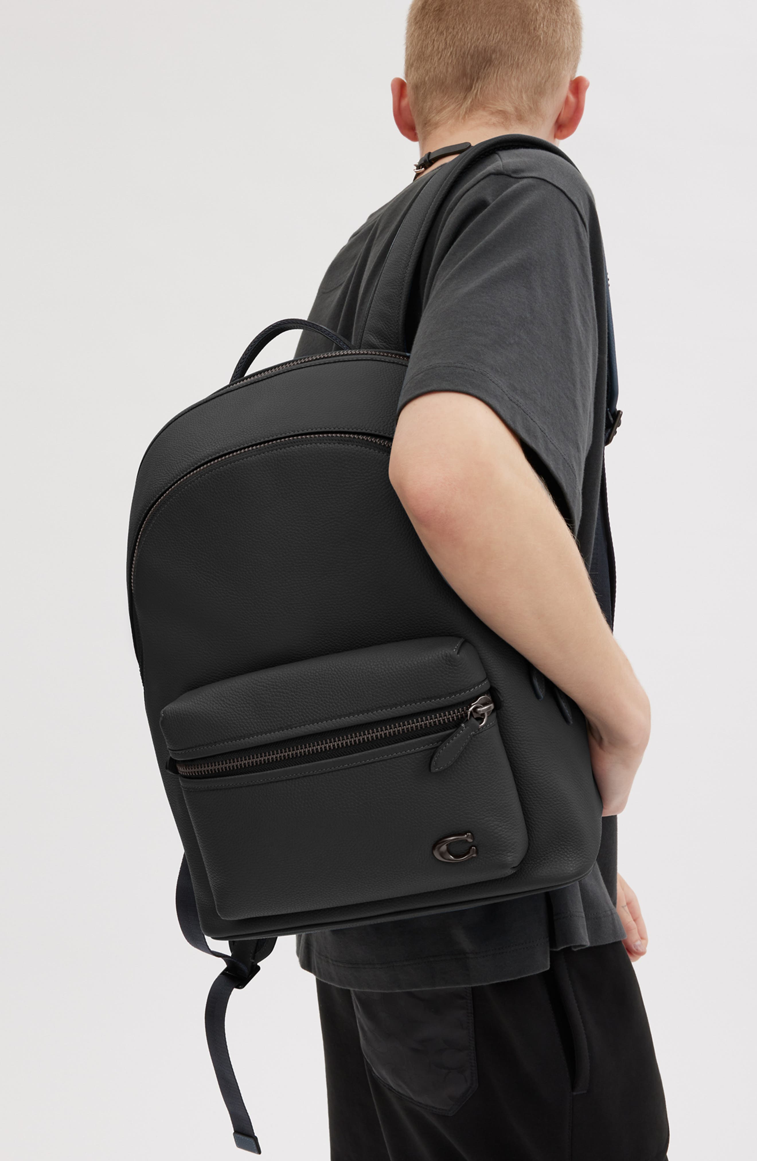 COACH Charter Pebble Leather Backpack, Alternate, color, 