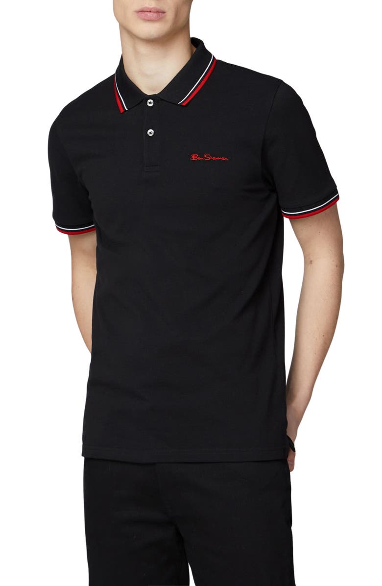Ben Sherman Signature Tipped Organic Cotton Piqué Polo Shirt, Main, color, 