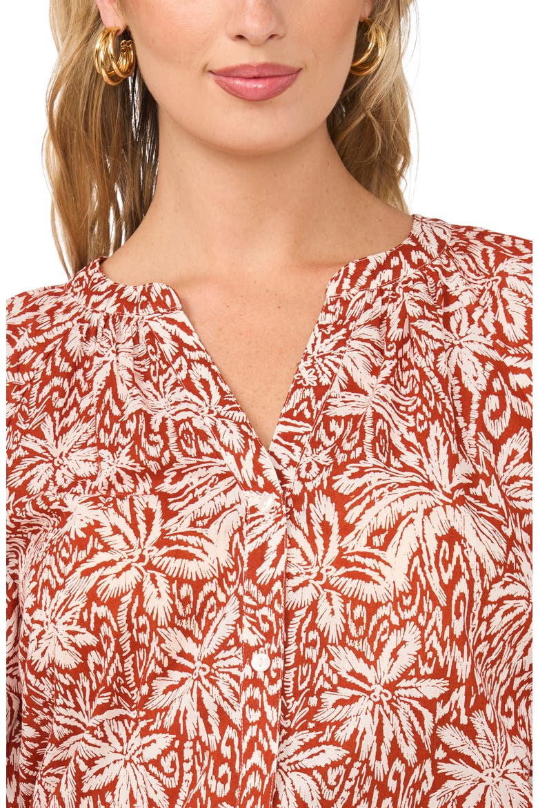 Floral Button-Up Shirt, Alternate, color, RUST