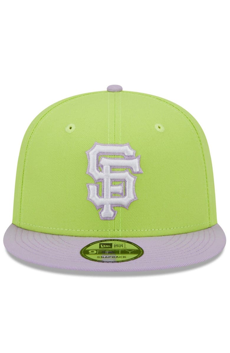 New Era Men's New Era Neon Green/Purple San Francisco Giants Spring Basic Two-Tone 9FIFTY Snapback Hat, Alternate, color,