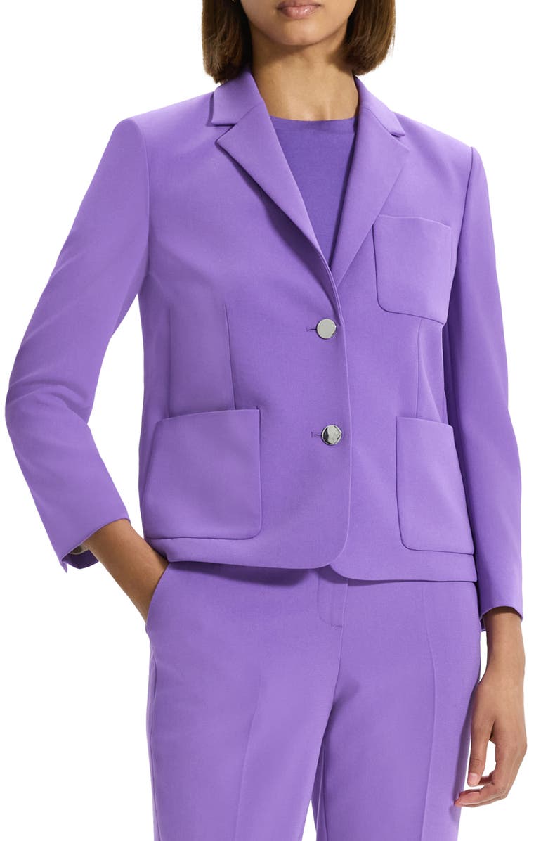 Theory Shrunken Single Breasted Blazer, Main, color, Bright Peony