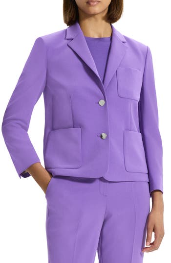 Theory Shrunken Single Breasted Blazer In Bright Peony In Bright Peony