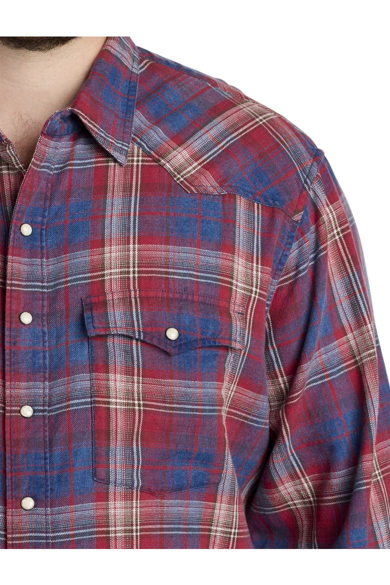 Big & Tall Indigo Plaid Western Sport Shirt, Alternate, color, RED MULTI