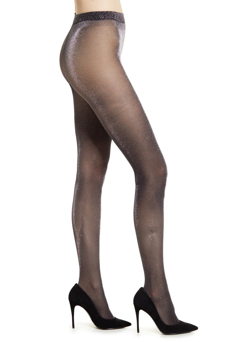 Diamond Metallic Tights, Main, color, BLACK/SILVER