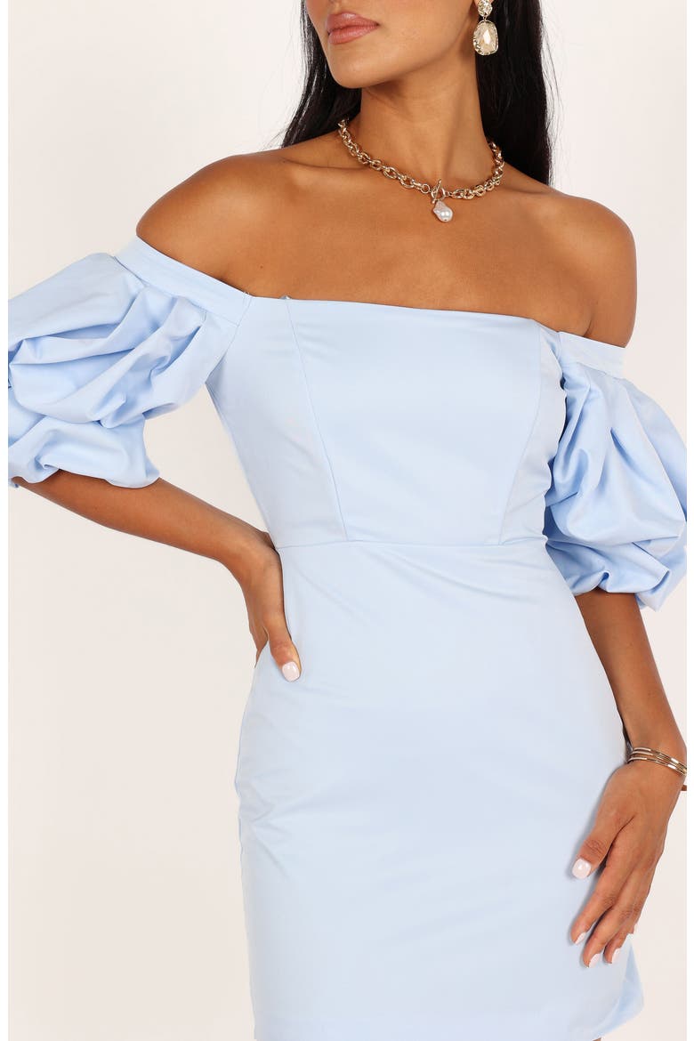 Fern Off the Shoulder Puff Sleeve Minidress, Alternate, color, ICY BLUE
