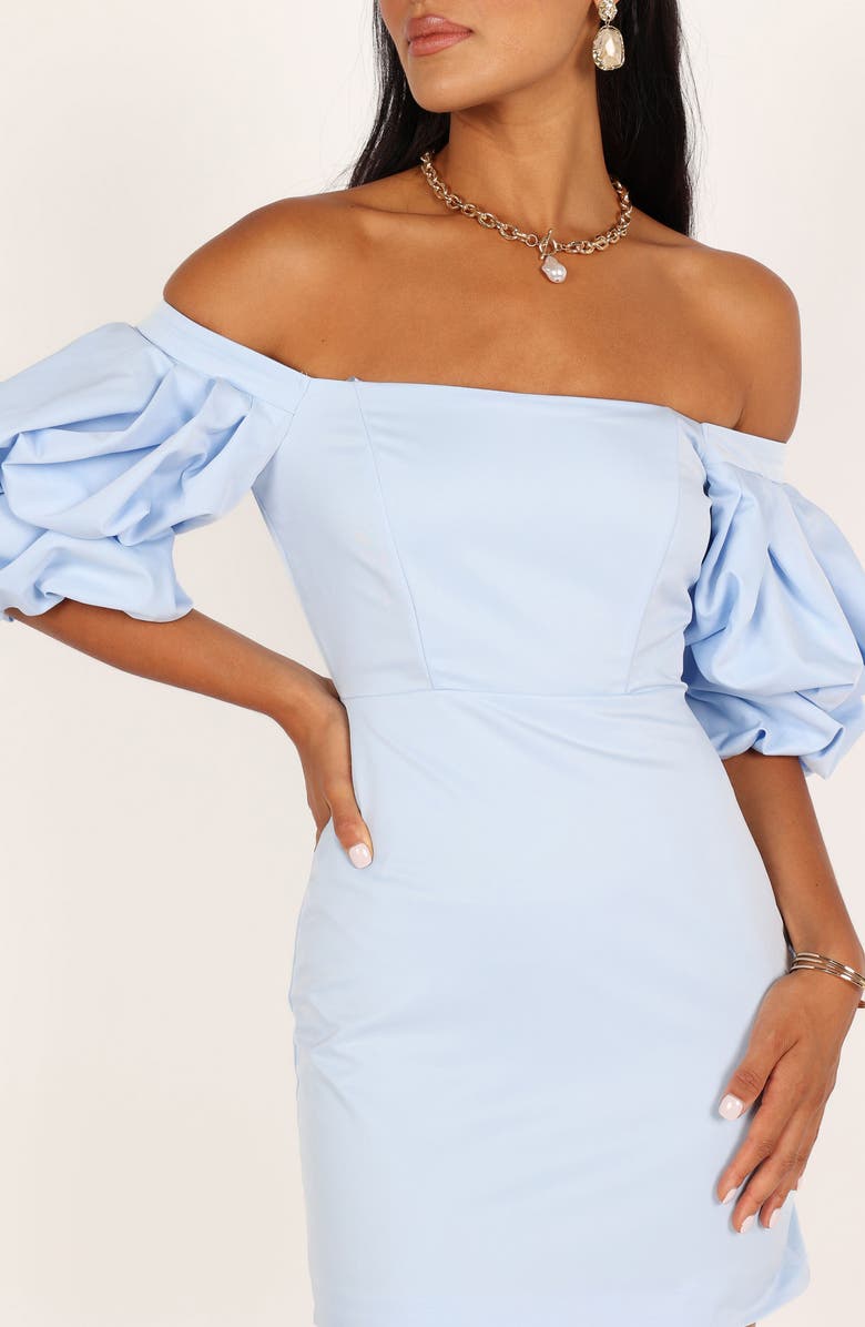 Petal & Pup Fern Off the Shoulder Puff Sleeve Minidress, Alternate, color, Icy Blue