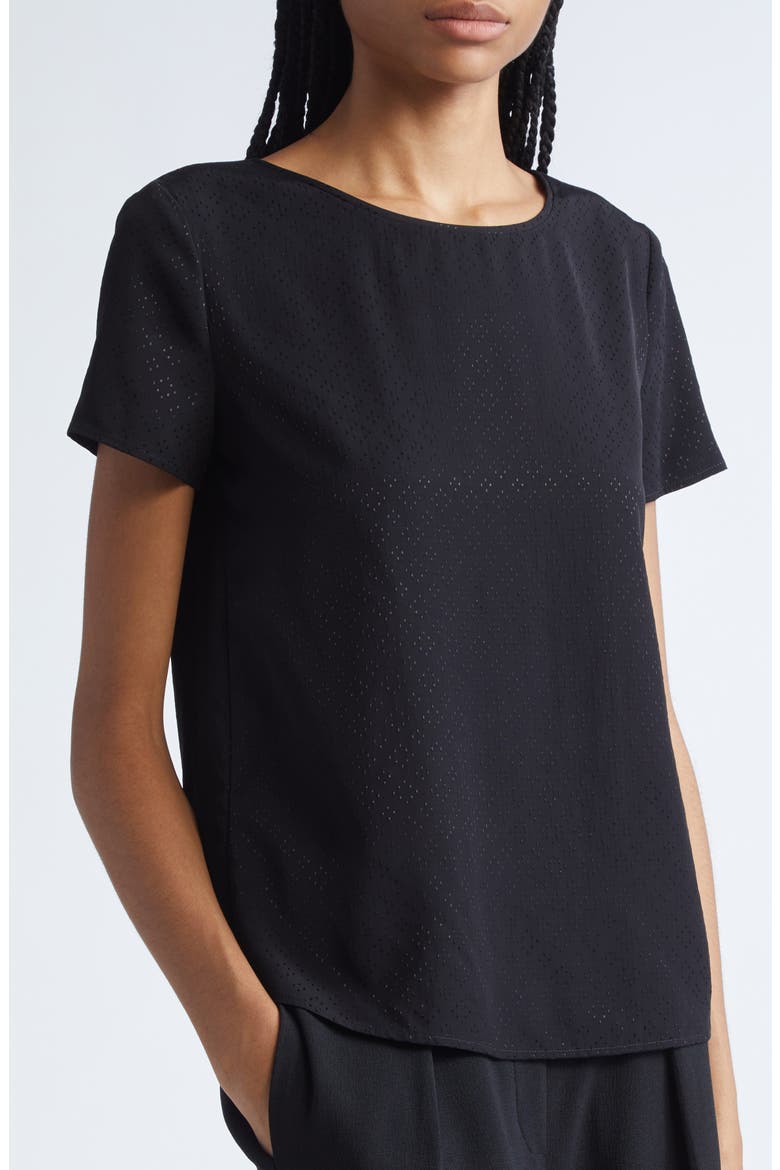Pointelle Satin Top, Alternate, color, BLACK