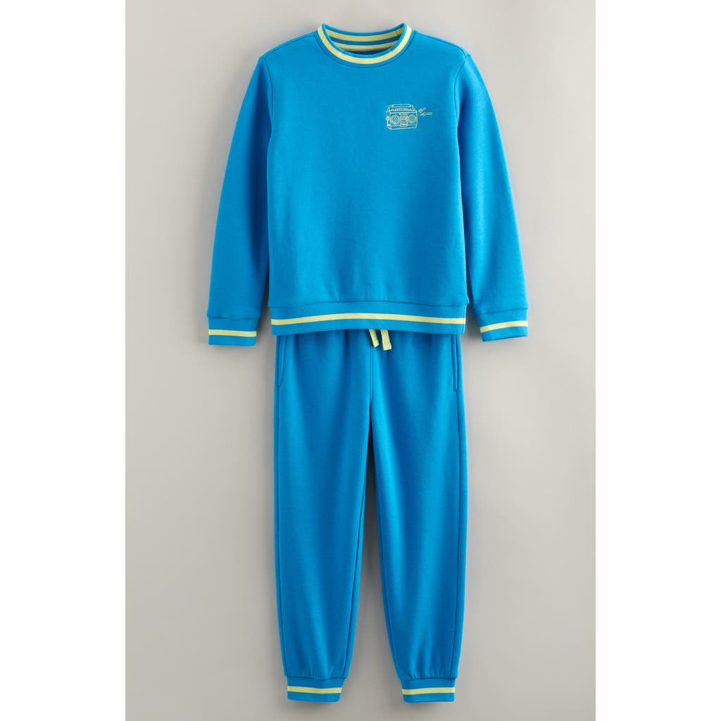 Tucker + Tate Kids' Embroidered Fleece Crewneck Sweatshirt & Joggers Set In Blue