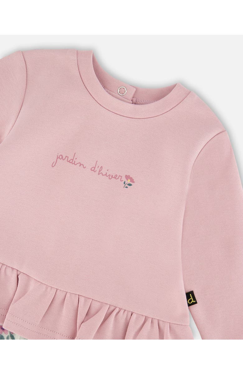 Deux par Deux Organic Cotton Bi-Material Romper, Alternate, color, Neutral Purple