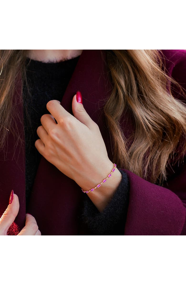 DELMAR Lab Created Pink & White Sapphire Bracelet, Alternate, color, Pink