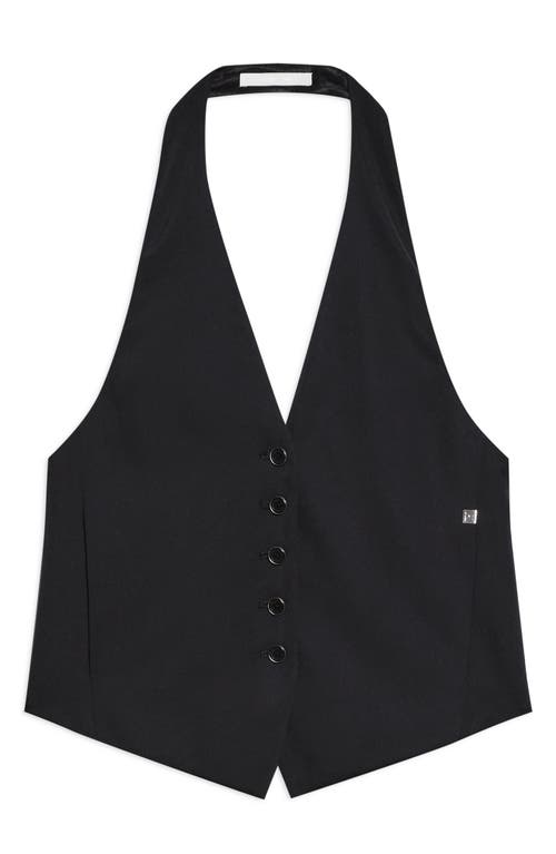 Helmut Lang Halter Vest Fluid Twill Top In Black
