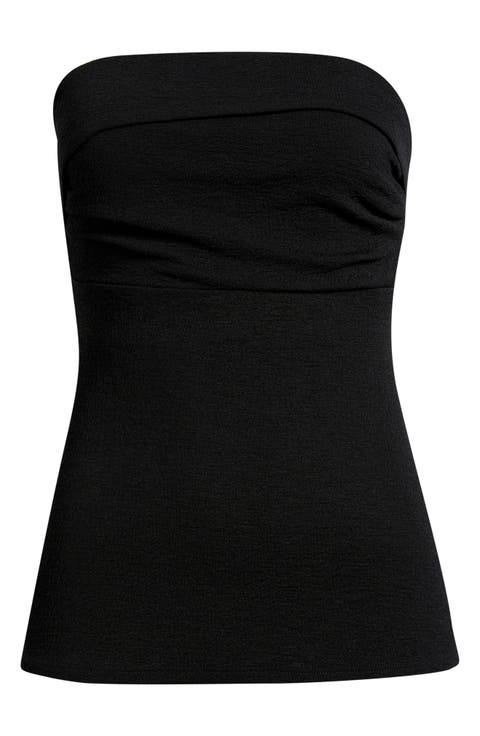 Puckered Crepe Bandeau Top