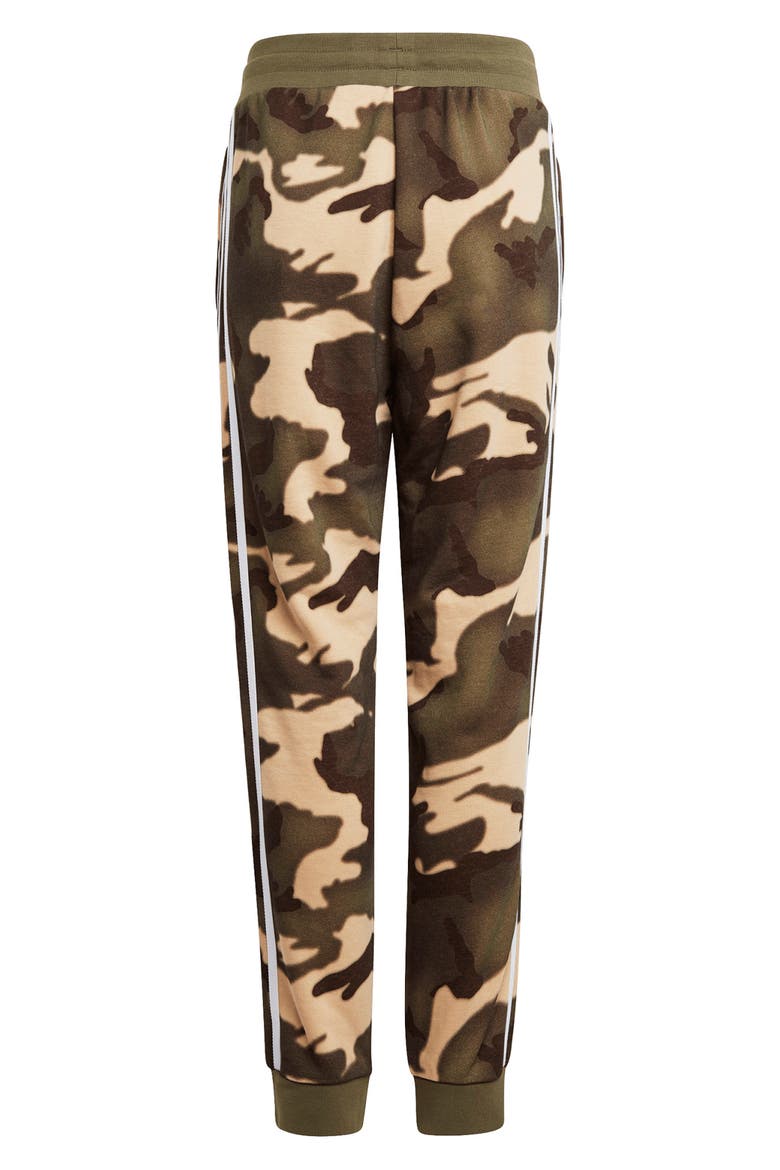 Kids' 3-Stripes Camo French Terry Joggers, Alternate, color, MAGIC GREEN/ MULTICOLOR