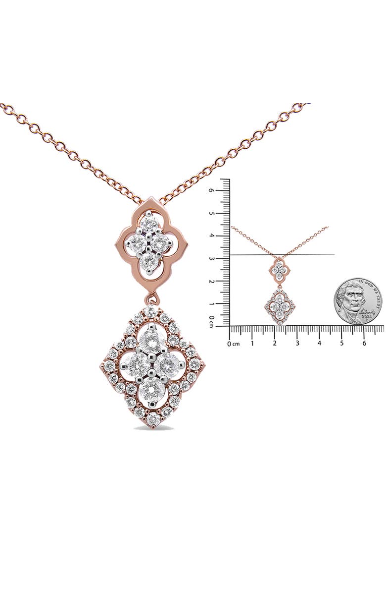 Haus of Brilliance 14K Rose Gold 3/4 Cttw Round Diamond Double Quatrefoil Pendant Necklace, Alternate, color, Pink
