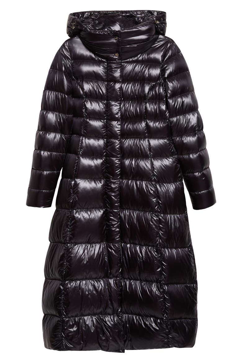 Ultralight Fitted Nylon Maxi Down Coat, Main, color, 9300 BLACK